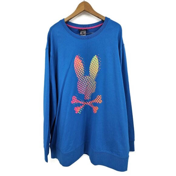 New Psycho Bunny Mens Hindes Sweatshirt 3XL Big Tall Seaport Blue